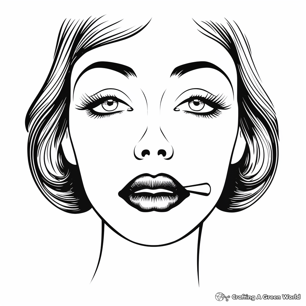 Vintage 1920s Flapper Lips Coloring Pages 3