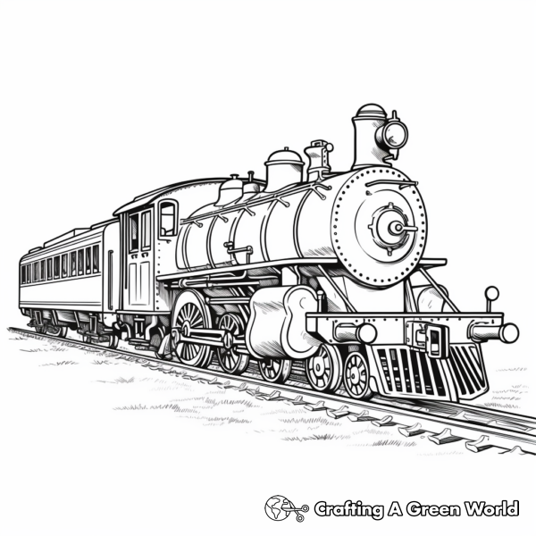 Vintage Express Steam Train Coloring Pages 1