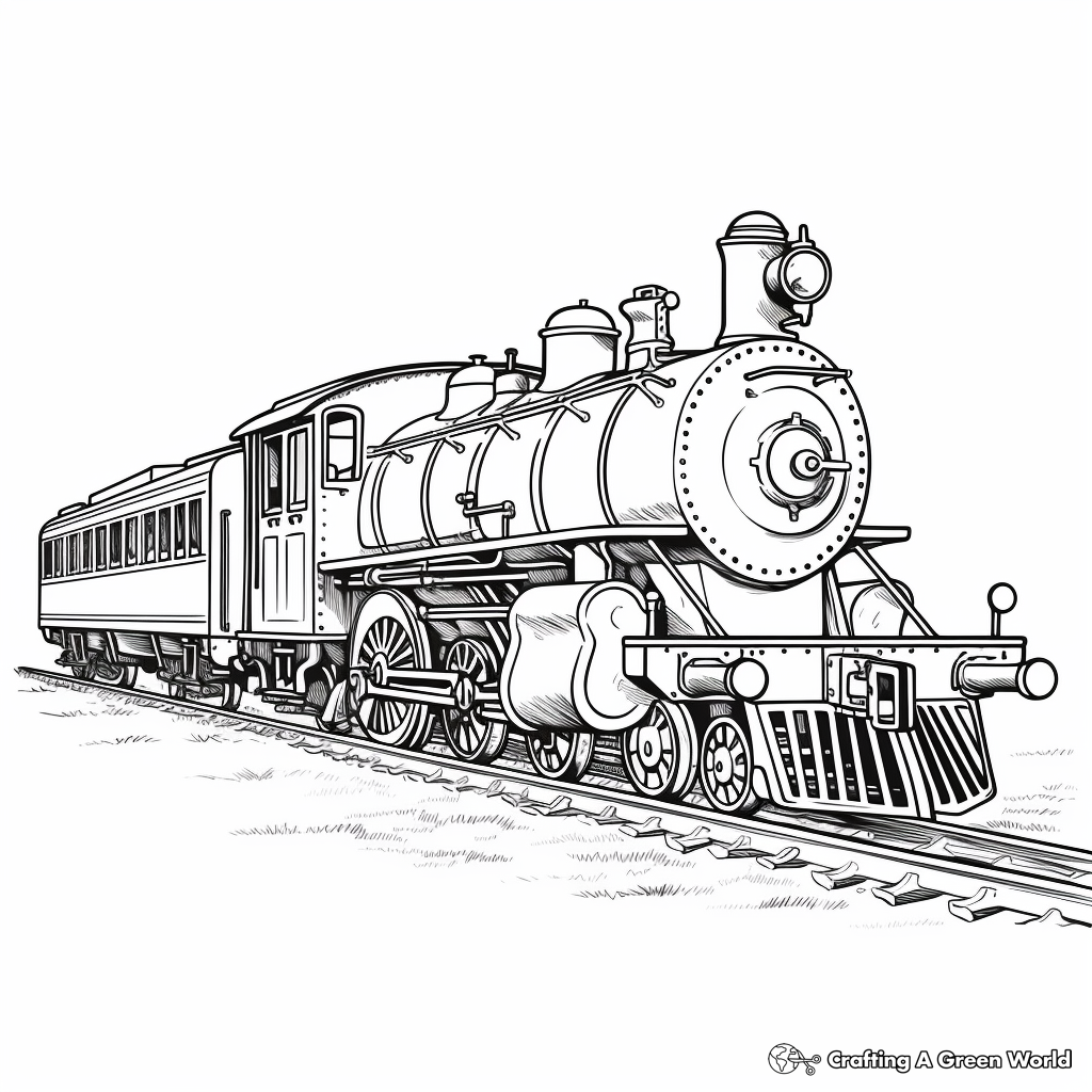 Vintage Express Steam Train Coloring Pages 1