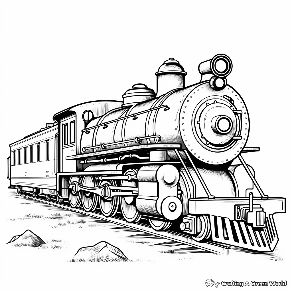 Vintage Express Steam Train Coloring Pages 2