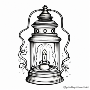 Vintage Lantern with Candle Coloring Pages 1