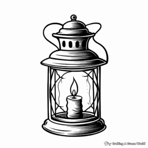 Vintage Lantern with Candle Coloring Pages 2
