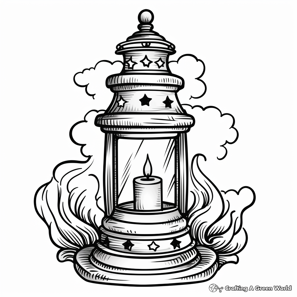 Vintage Lantern with Candle Coloring Pages 3