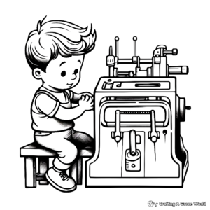 Vintage Letterpress Printer Coloring Pages 1