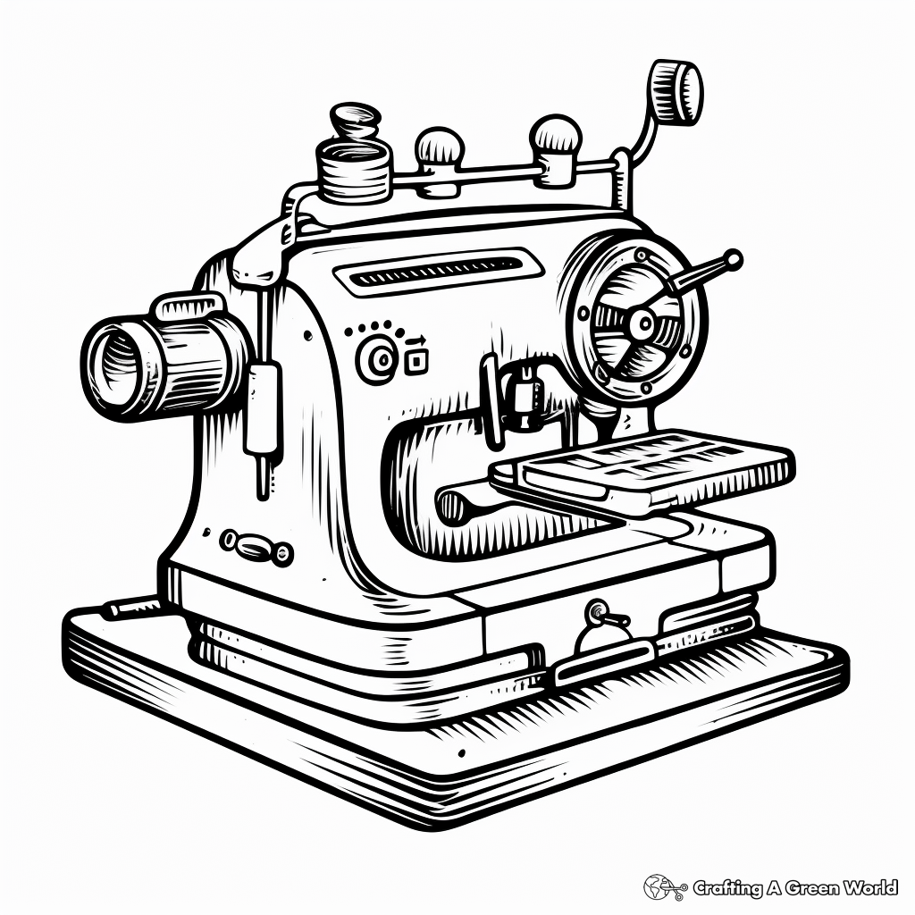 Vintage Letterpress Printer Coloring Pages 2