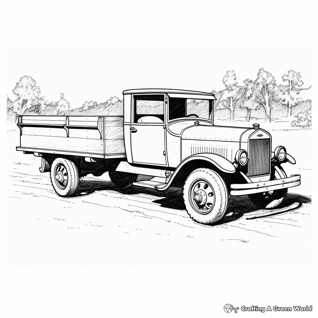 Vintage Model T Truck Coloring Pages 1