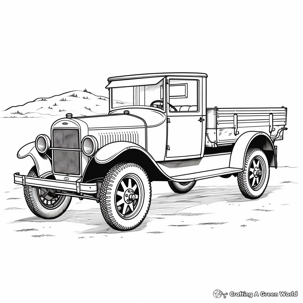 Vintage Model T Truck Coloring Pages 2