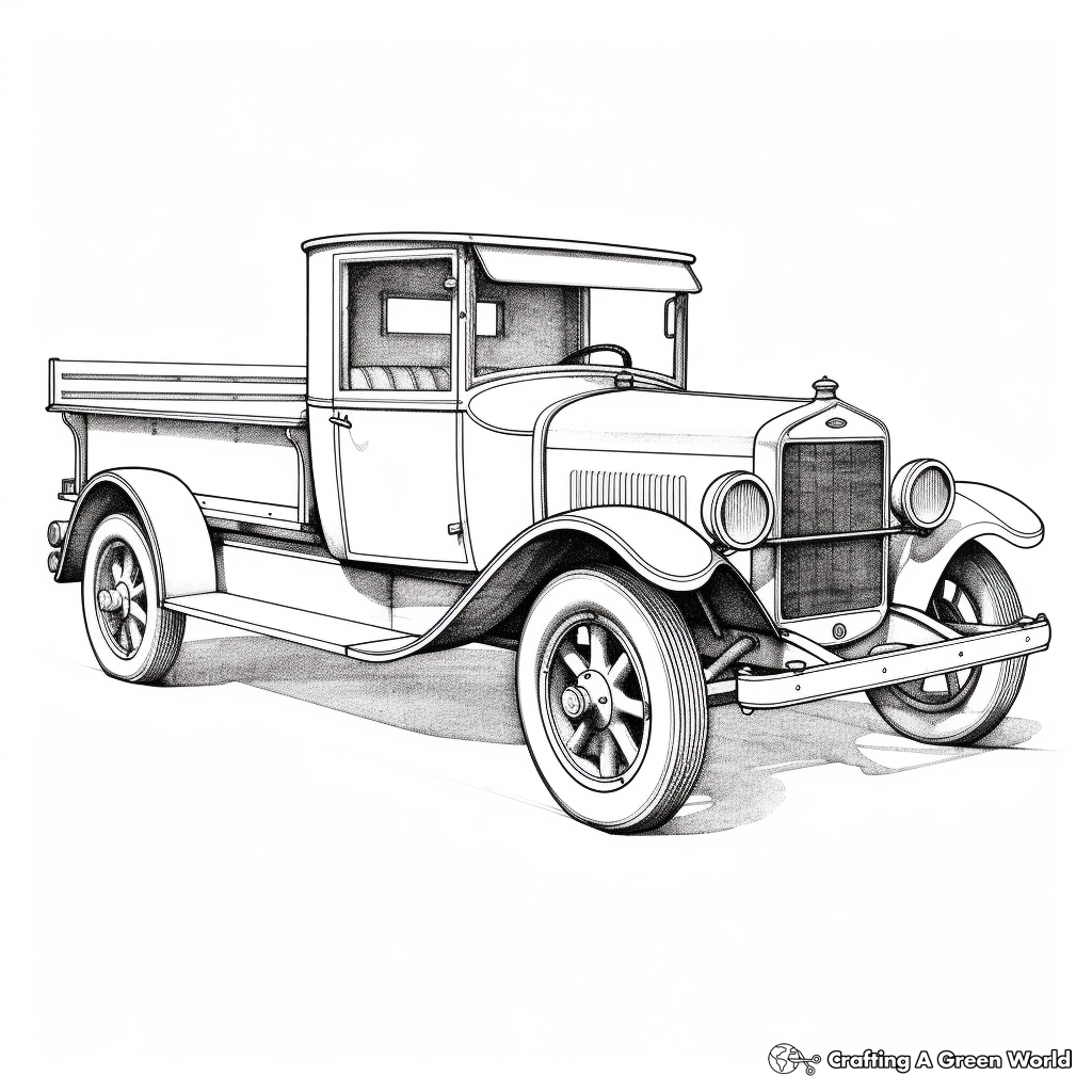 Vintage Model T Truck Coloring Pages 4