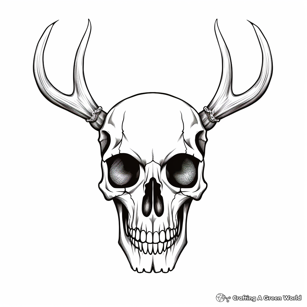 Vintage-Rustic Deer Skull Coloring Pages 3