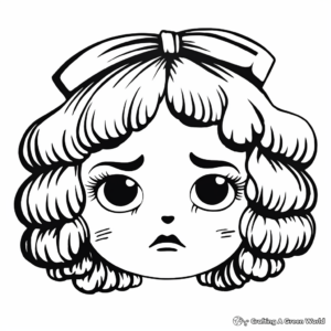 Vintage Sad Rag Doll Face Coloring Pages 1