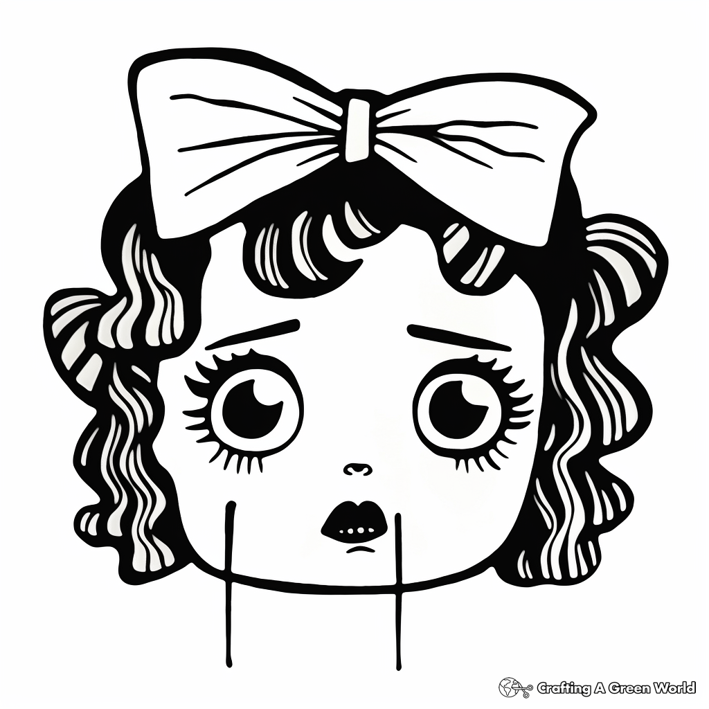 Vintage Sad Rag Doll Face Coloring Pages 3