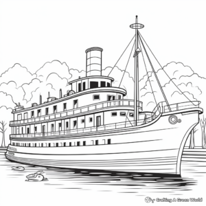 Vintage Steamboat Coloring Pages 2