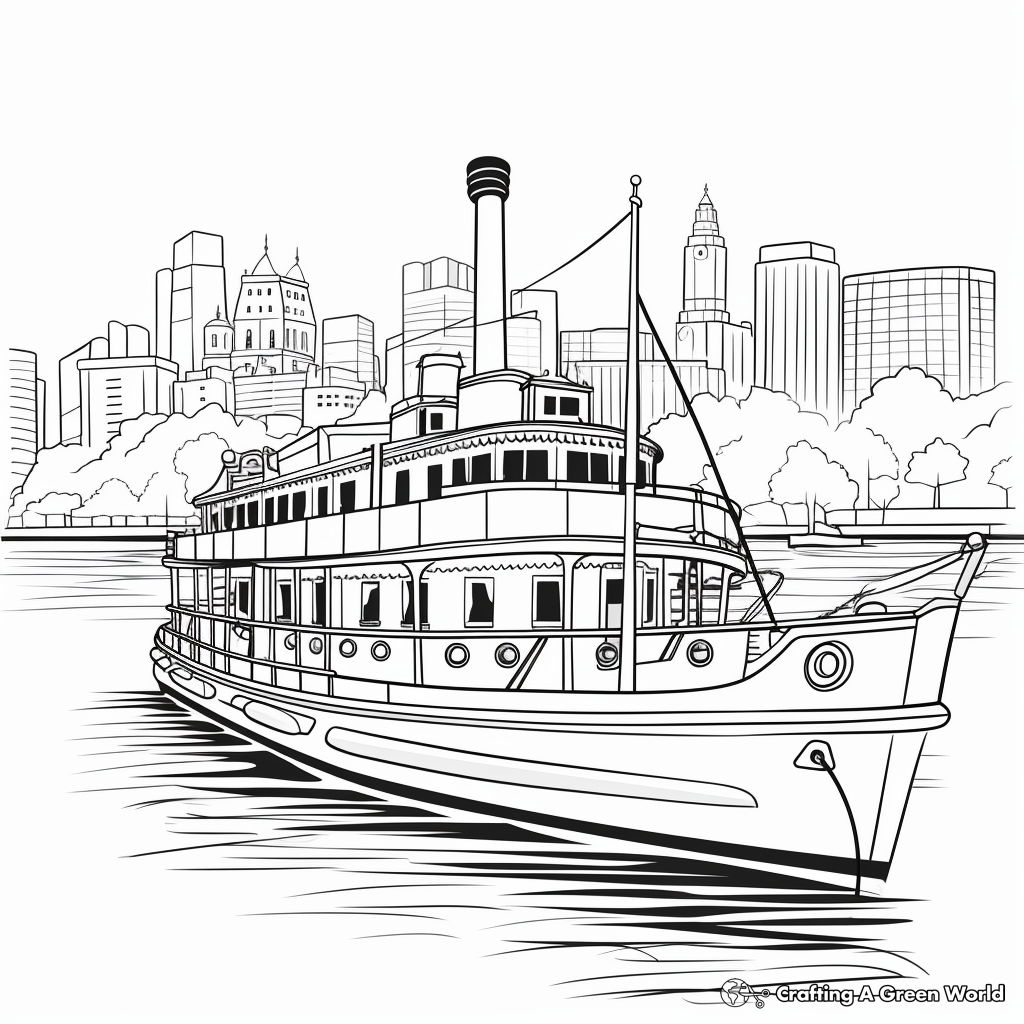 Vintage Steamboat Coloring Pages 3