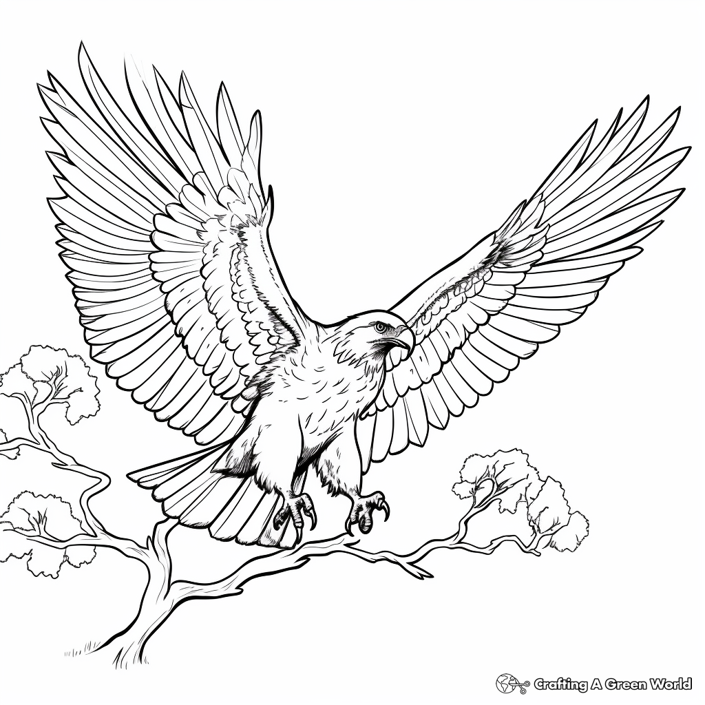 Vintage Style American Eagle Coloring Sheets 1
