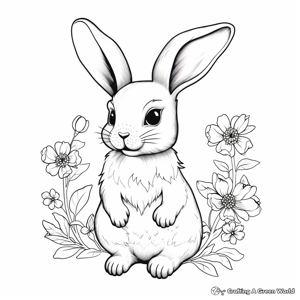 Vintage Style Bunny Coloring Sheets for Adults 4