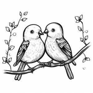 Vintage Style Love Bird Coloring Pages 1
