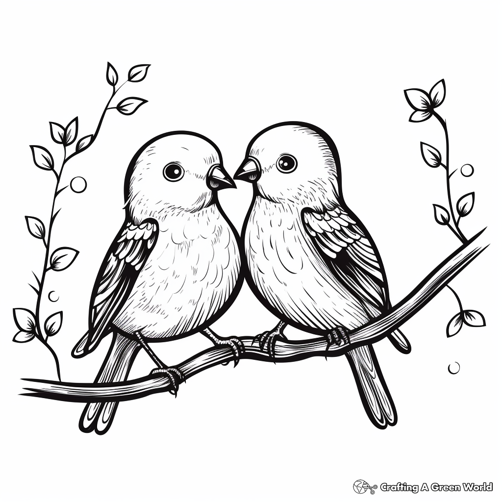 Vintage Style Love Bird Coloring Pages 1