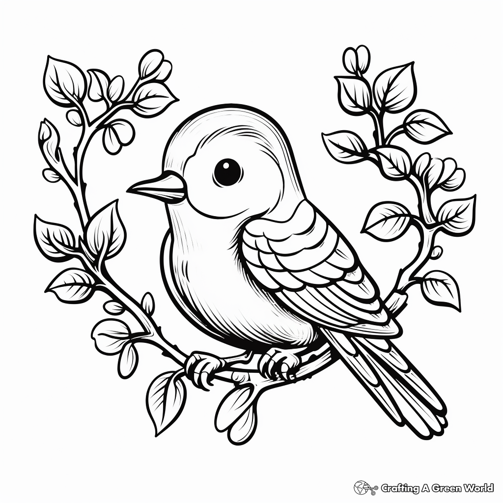 Vintage Style Love Bird Coloring Pages 3