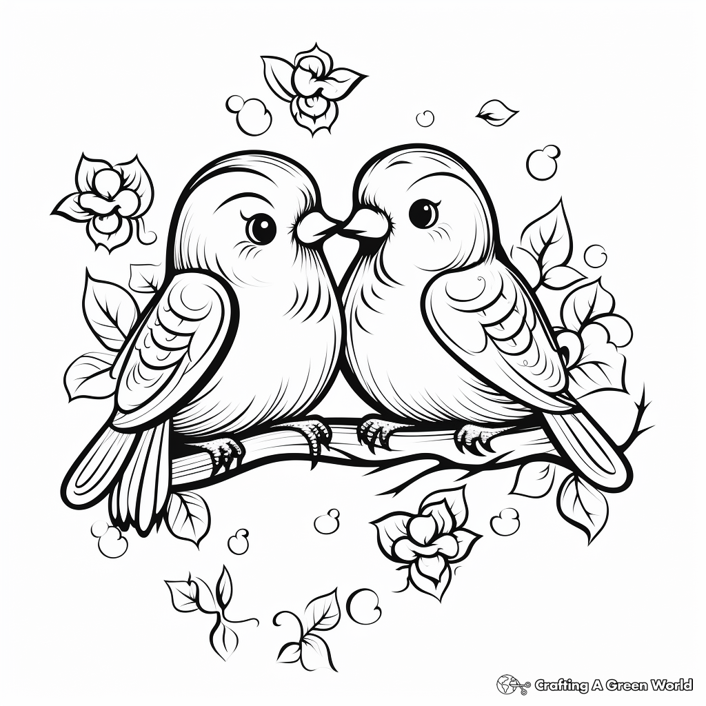 Vintage Style Love Bird Coloring Pages 4