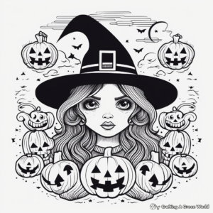 Vintage Style Witchcraft Coloring Pages 1