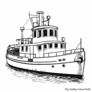 Vintage Tugboat Coloring Pages for Adults 2
