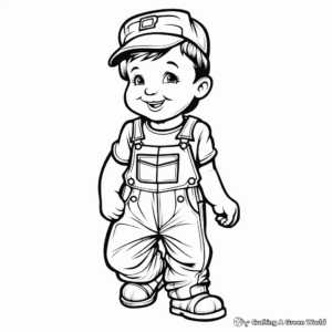 Vintage Worker Overalls Coloring Pages 1