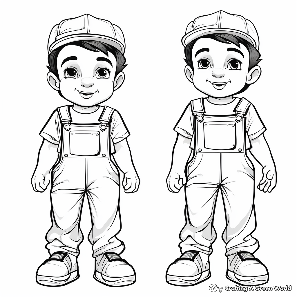 Vintage Worker Overalls Coloring Pages 2