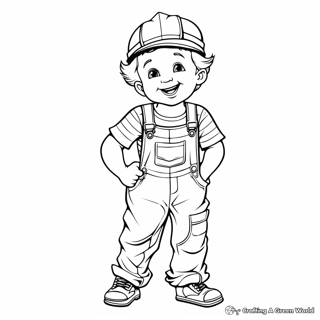 Vintage Worker Overalls Coloring Pages 3