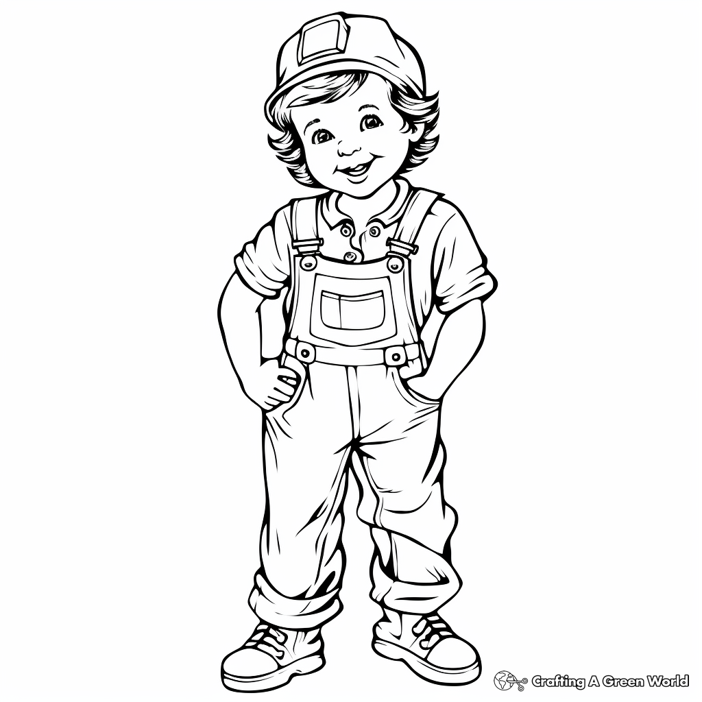 Vintage Worker Overalls Coloring Pages 4