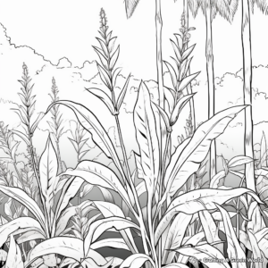 Vivid Heliconia Plant Coloring Pages 1