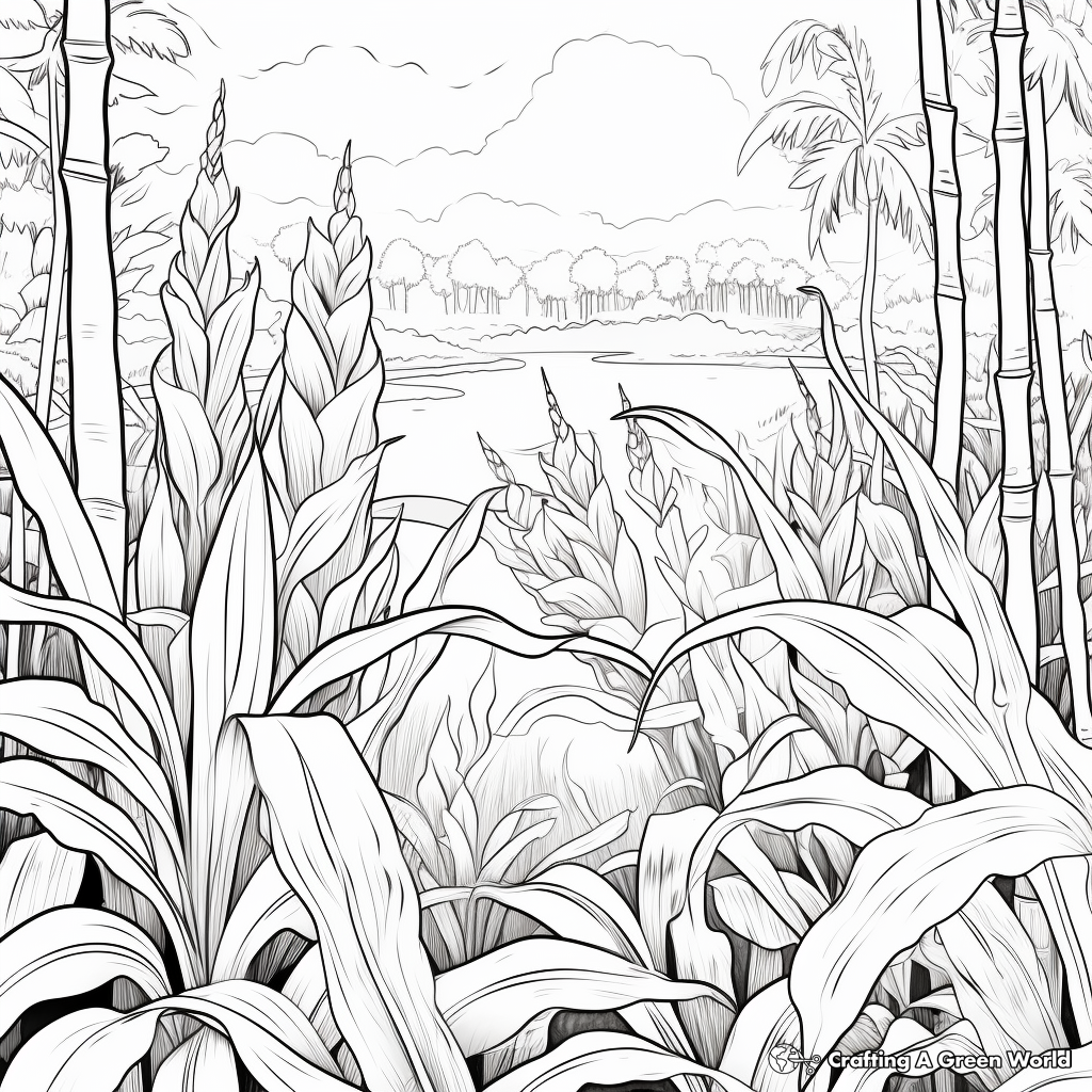 Vivid Heliconia Plant Coloring Pages 3