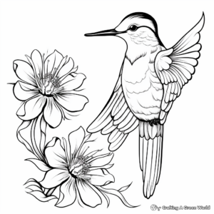 Vivid Hummingbird and Exotic Flower Coloring Pages 3