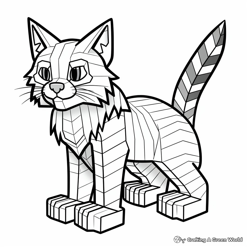 Vivid Minecraft Tabby Cat Coloring Sheets 2