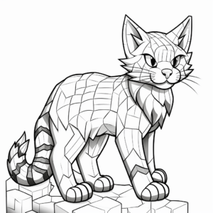 Vivid Minecraft Tabby Cat Coloring Sheets 4