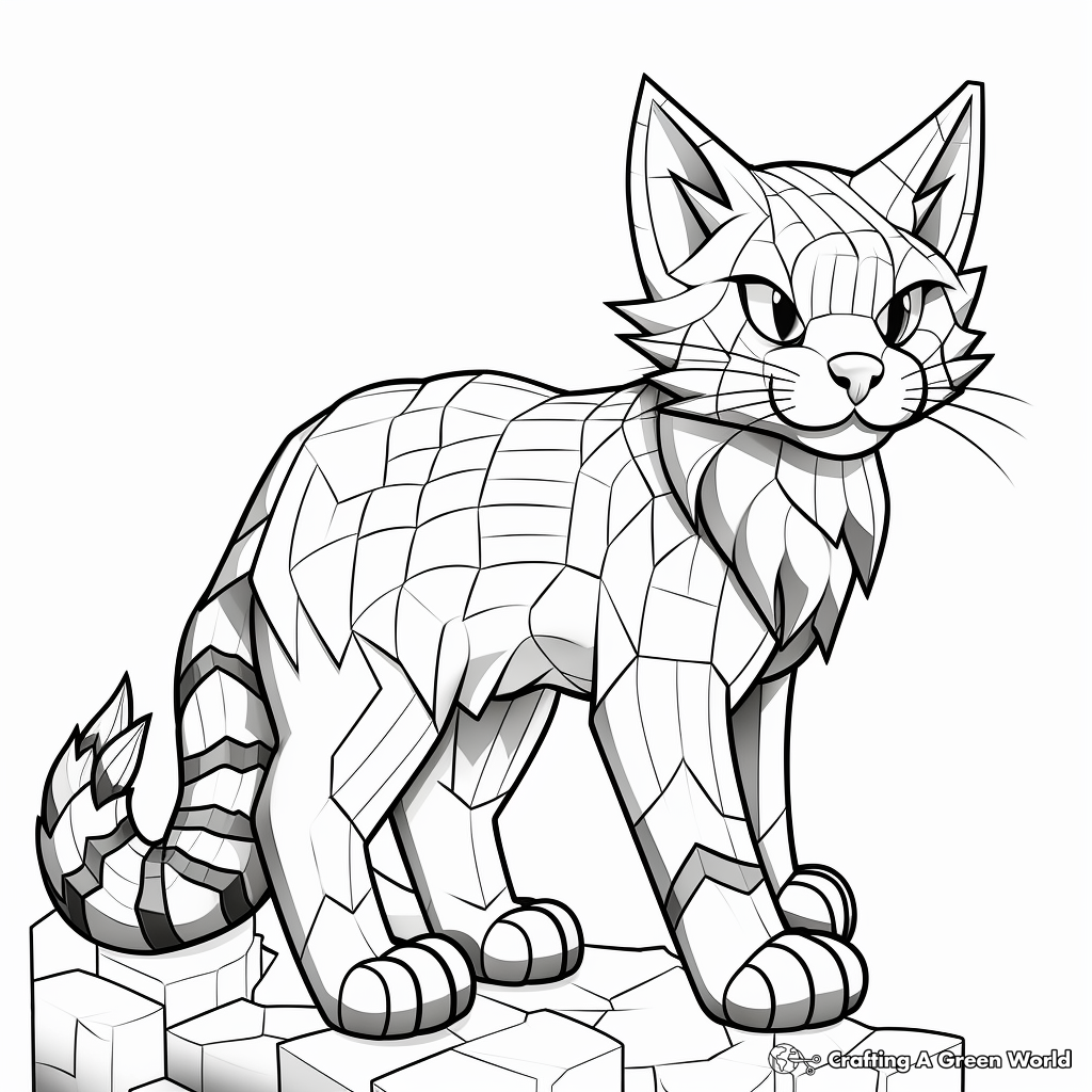 Vivid Minecraft Tabby Cat Coloring Sheets 4