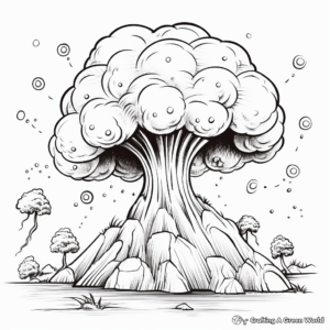 Volcano Eruption Fireball Coloring Pages 4