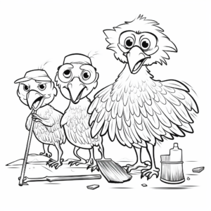 Vulture Cleaning Crew Coloring Page 1