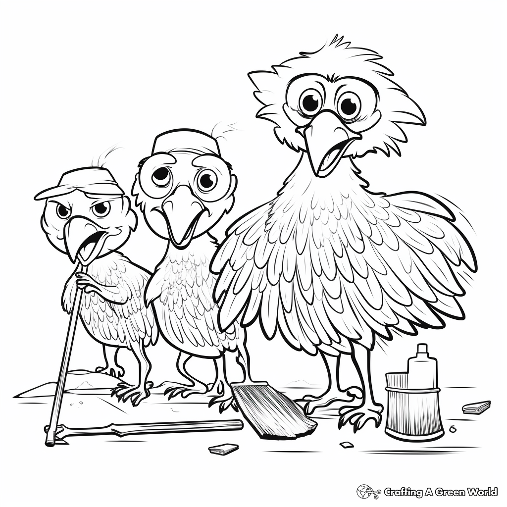 Vulture Cleaning Crew Coloring Page 1