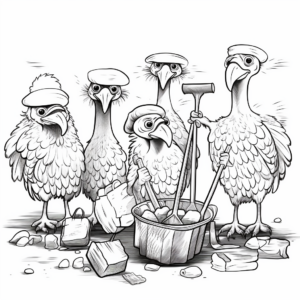 Vulture Cleaning Crew Coloring Page 3