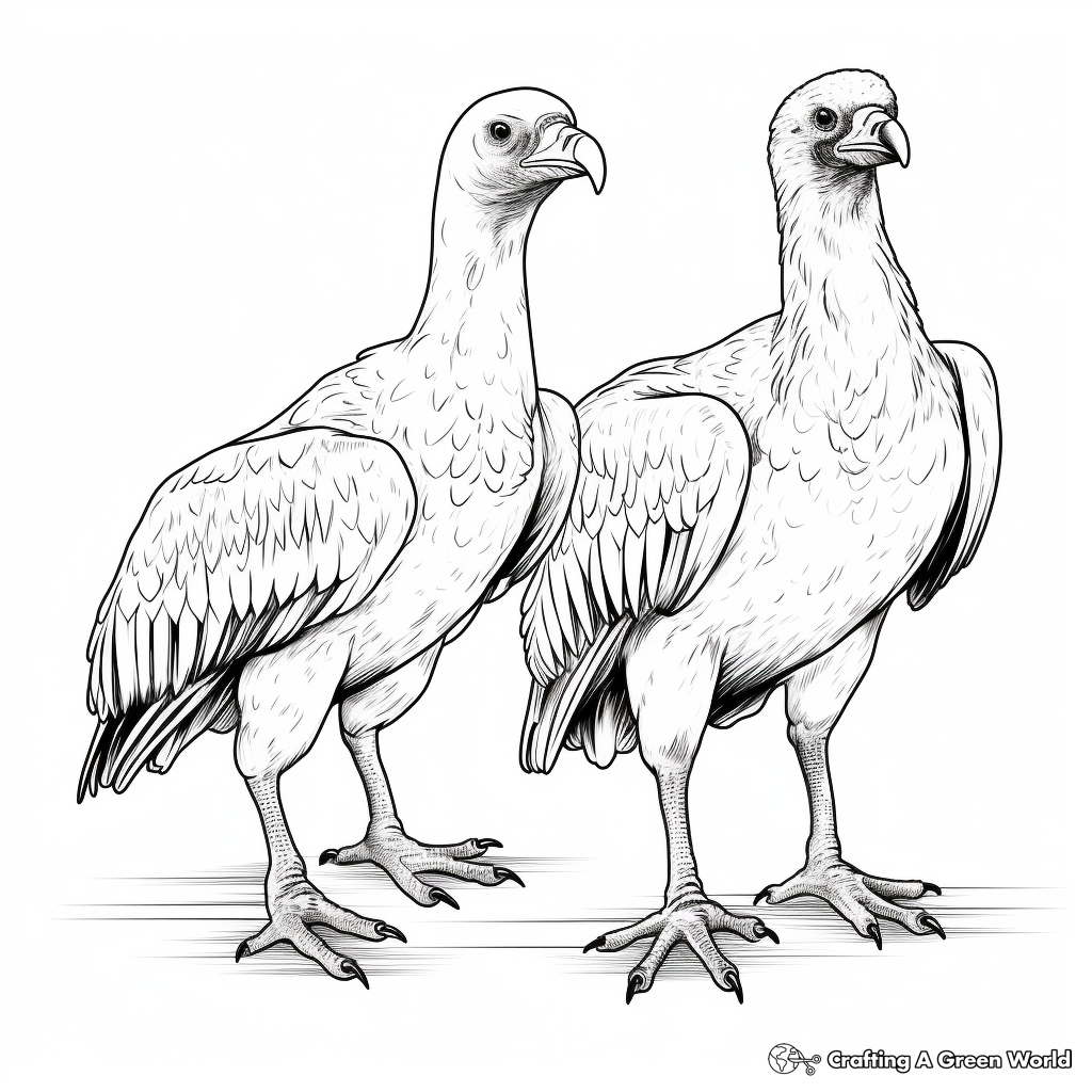 Vulture Pair Coloring Pages: Male and Female 2
