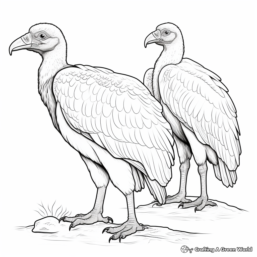 Vulture Pair Coloring Pages: Male and Female 4