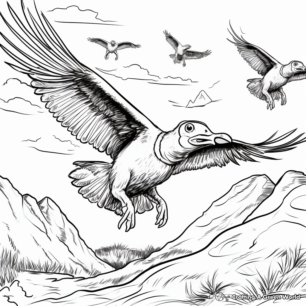 Vultures’ Flight Coloring Page for Kids 2