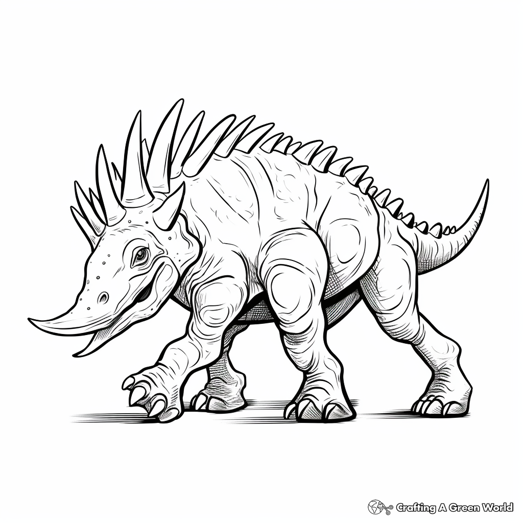 Walking Triceratops Coloring Pages for Children 1