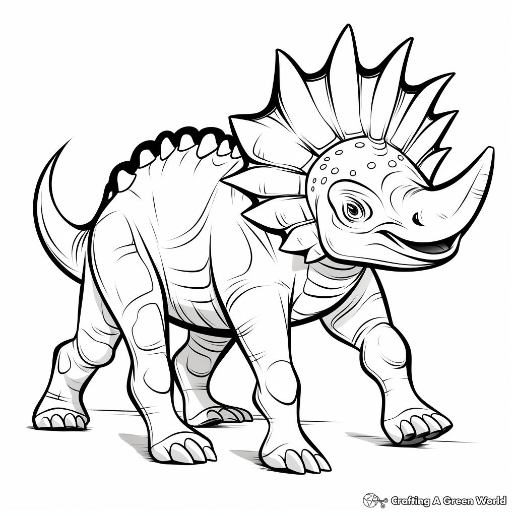 Walking Triceratops Coloring Pages for Children 2