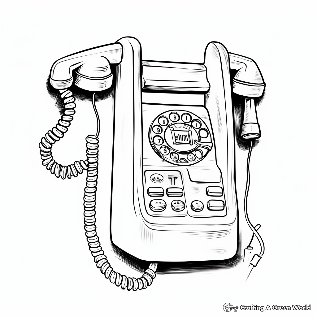 Wall-Mounted Telephone Coloring Pages for Seniors 2
