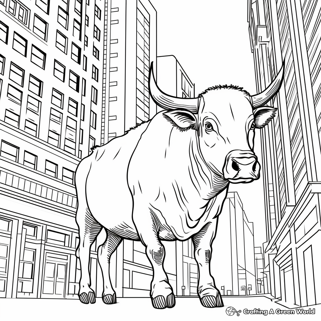 Wall Street Bull, New York Coloring Pages 2