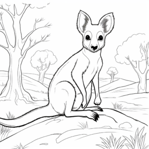 Wallaby Habitat Background Coloring Pages 1