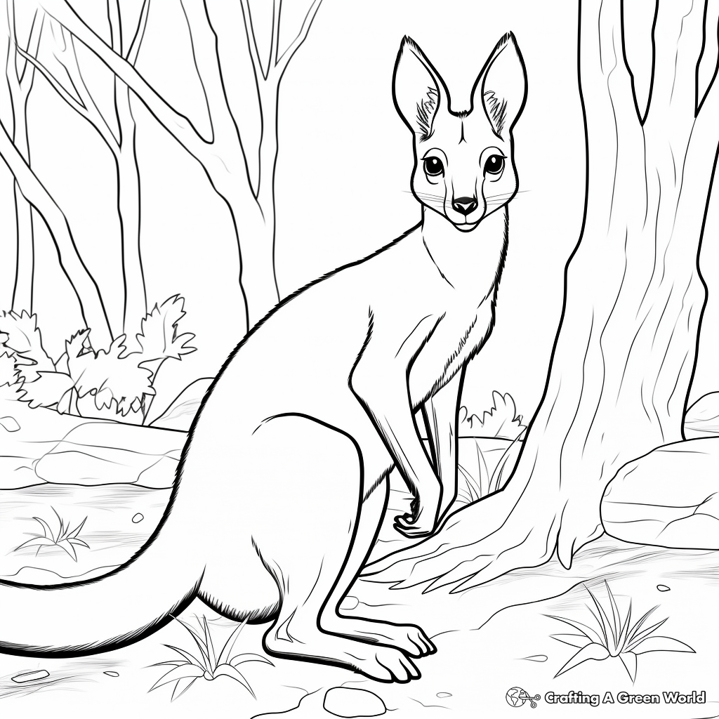 Wallaby Habitat Background Coloring Pages 2