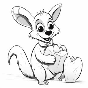 Wallaby Valentine’s Day Coloring Pages 1