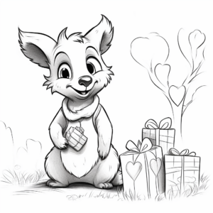 Wallaby Valentine’s Day Coloring Pages 2